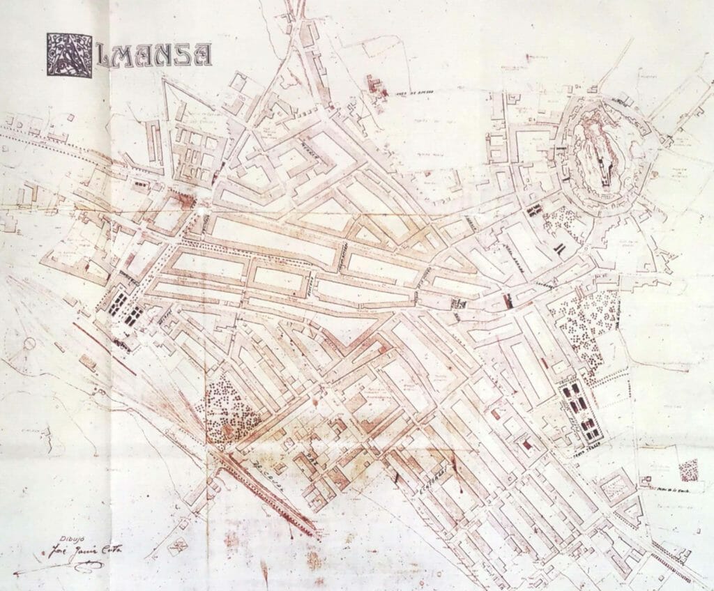 Antiguo mapa de Almansa, que evidencia los cambios del callejero