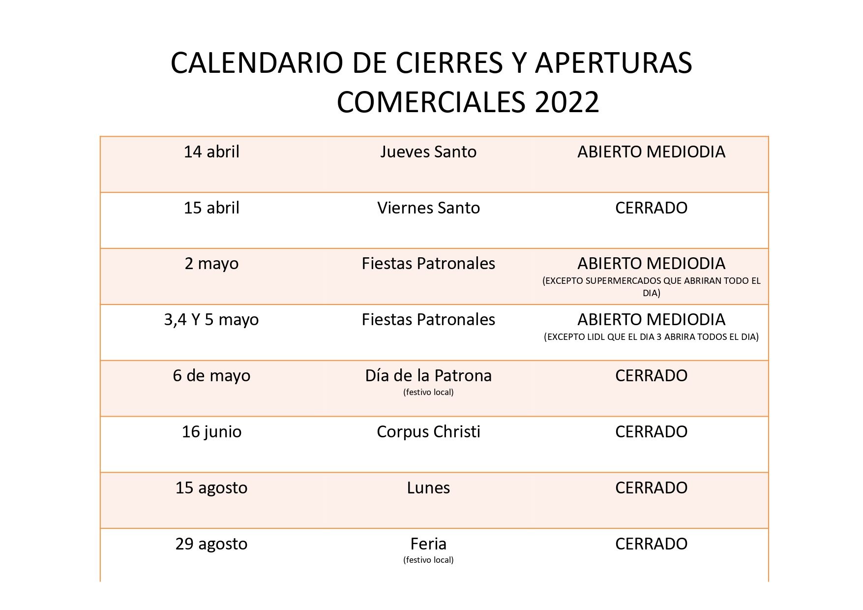 Calendario comercial Almansa