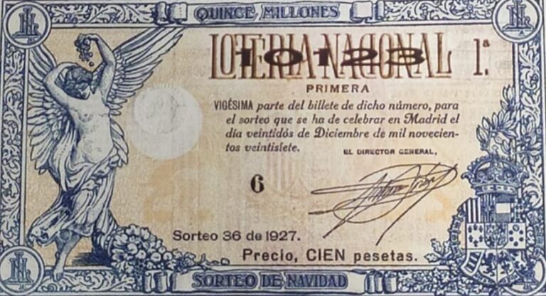 Boleto Lotería Gordo premiado 1927