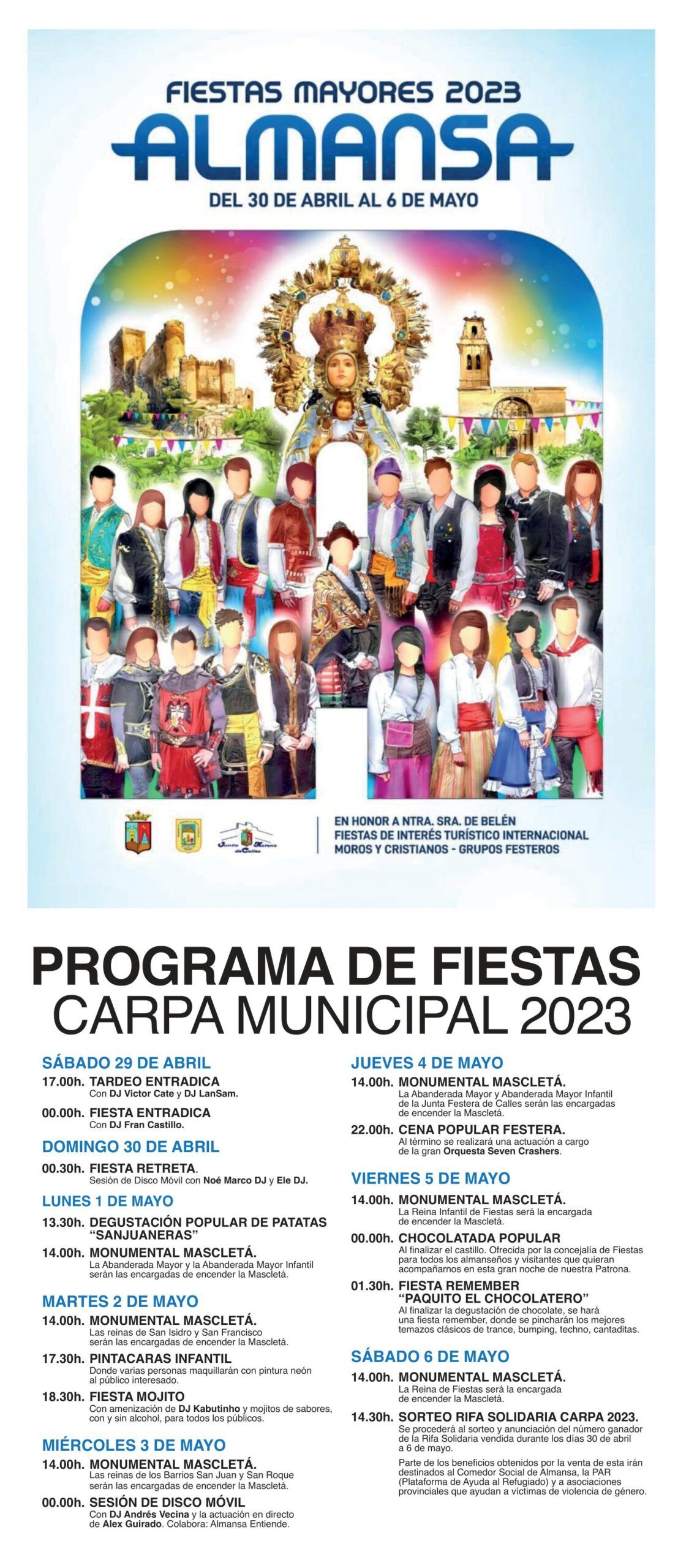 Programa Carpa municipal fiestas almansa 2023