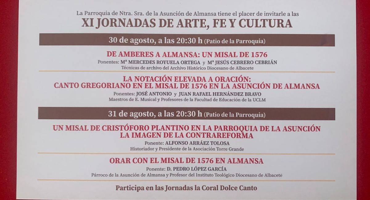 XI Jornadas de Arte, Cultura y Fe Almansa