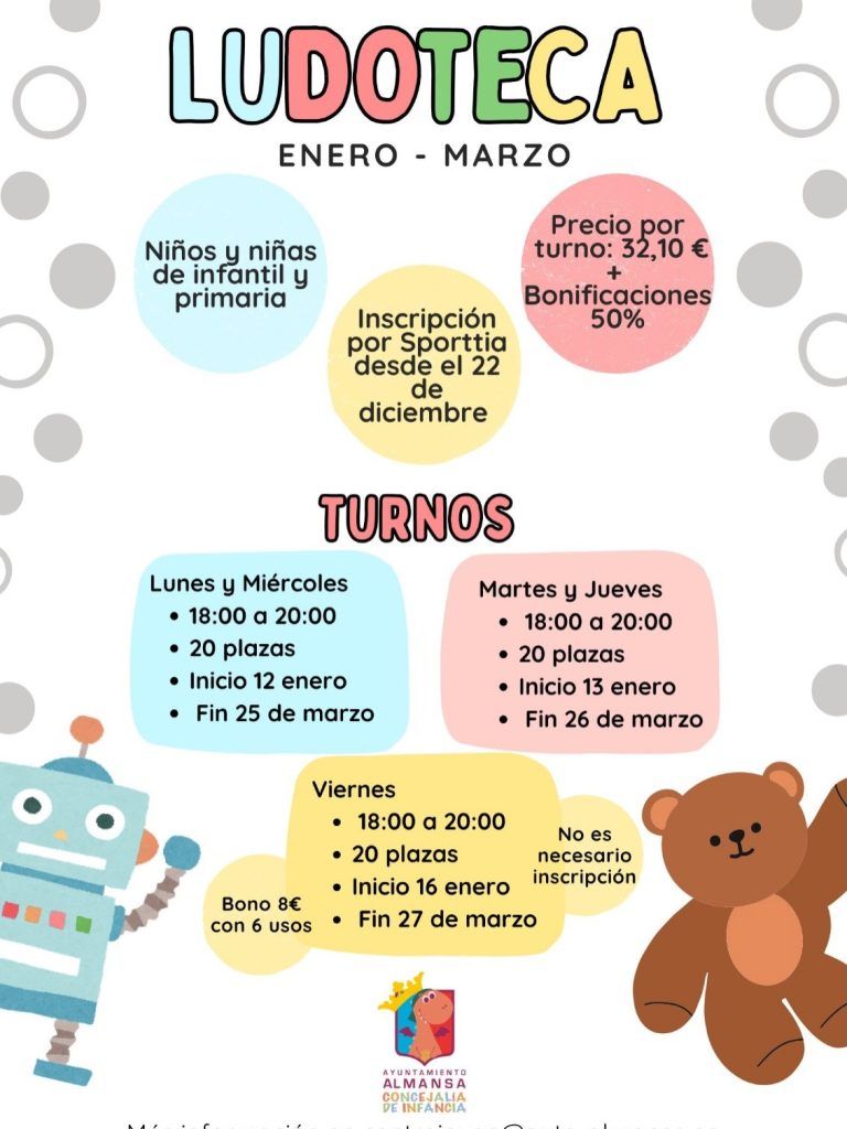 ludoteca municipal plazos precios