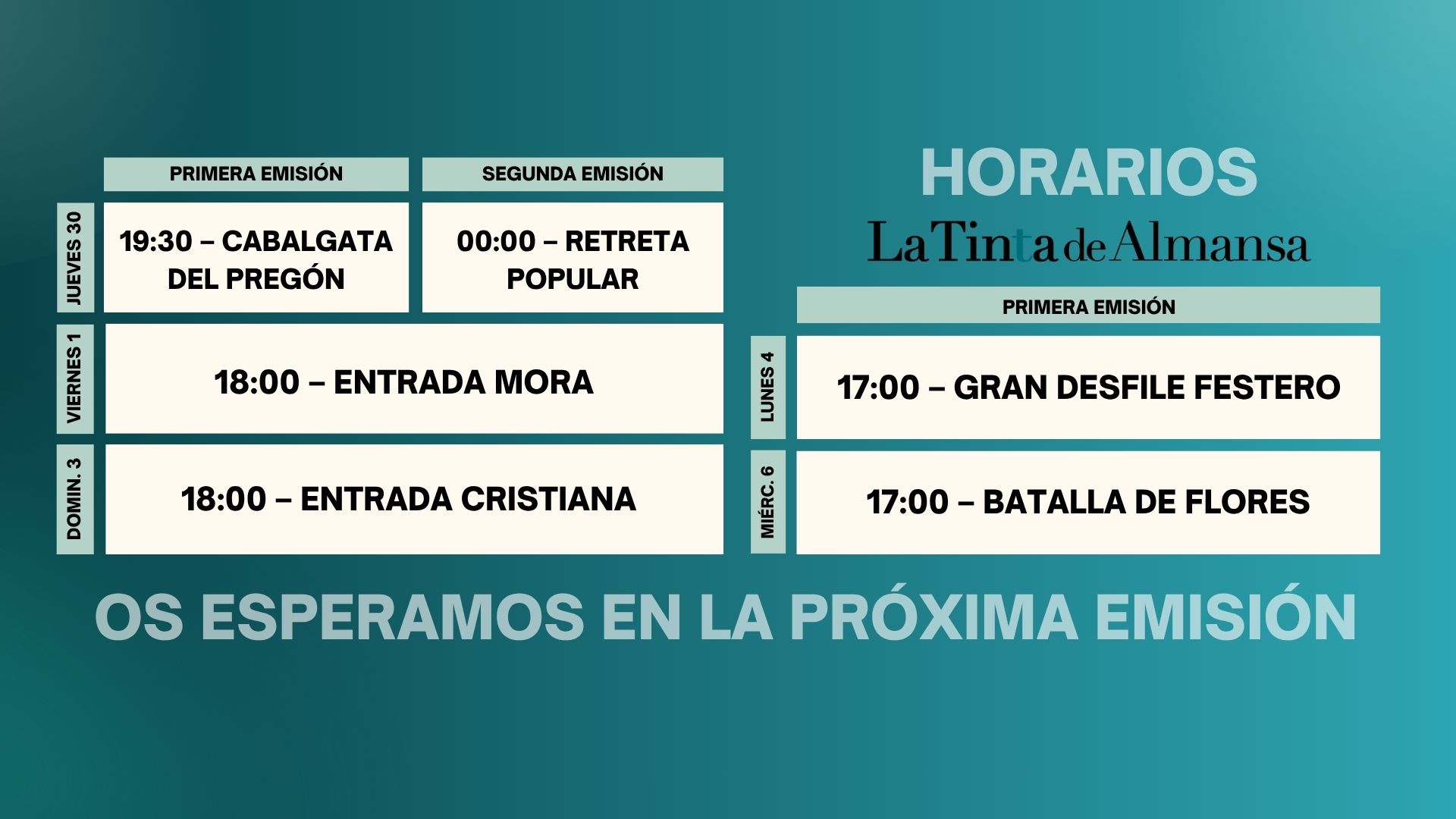 retransmisiones Tinta Almansa fiestas mayores 2026