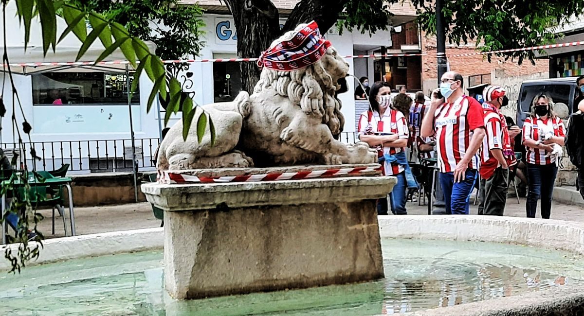 La Fuente del León de Almansa tras el triundo del Atlético de Madrid